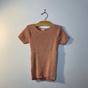 Bonpoint Ribbed Pink Short Sleeve Top